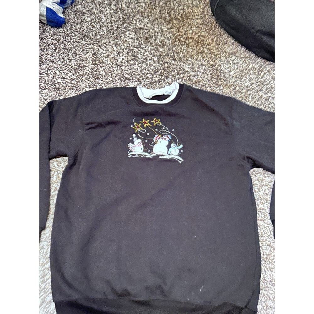 Vintage Allison Lane Sweatshirt Snowman Winter Scene Holiday Embroidery Xmas. Xl